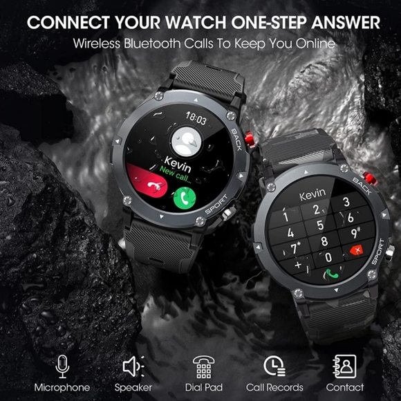 Android I Phone Tactical Smart Watch 5 ATM, Waterproof - Picture 2 of 7